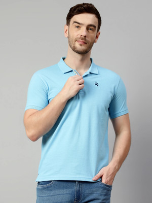CANTABIL Solid Men Polo Neck Blue T-Shirt