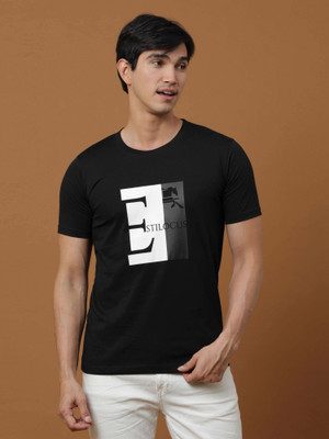 Estilocus Solid Men Round Neck Black T-Shirt
