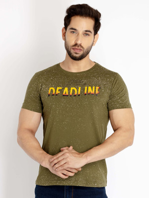 Status Quo Printed, Typography Men Round Neck Green T-Shirt