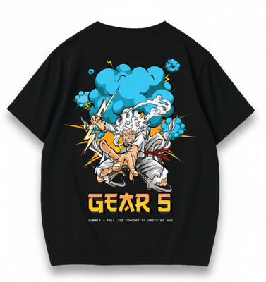 DRESSING HUB Printed Men Round Neck Black T-Shirt
