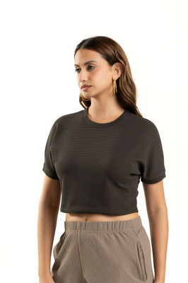 Komurr Solid Women Round Neck Dark Green T-Shirt