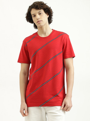 United Colors of Benetton Striped Men Round Neck Red T-Shirt