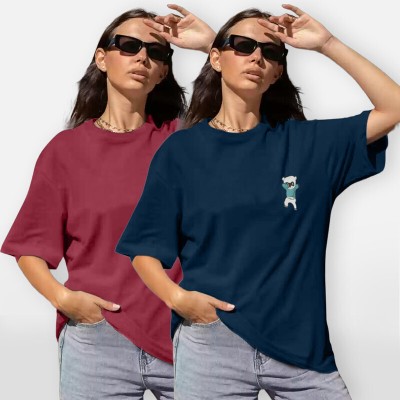 METRONAUT Printed Women Round Neck Multicolor T-Shirt