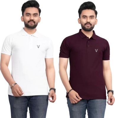 DEE LEAF Solid Men Polo Neck Multicolor T-Shirt