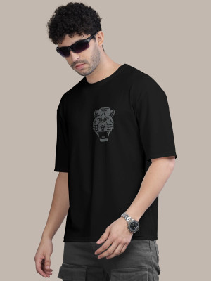 Bullmer Printed, Typography Men Round Neck Black T-Shirt