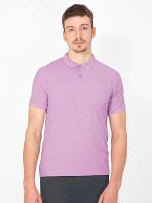 TECHNOSPORT Solid Men Polo Neck Purple T-Shirt