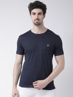 FRISKERS Solid Men Round Neck Dark Blue T-Shirt