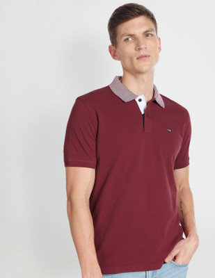 ARROW Solid Men Polo Neck Red T-Shirt