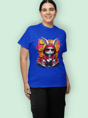 PD CLORI Graphic Print Women Round Neck Blue T-Shirt