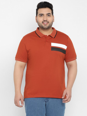 Urbano Plus Colorblock Men Polo Neck Orange T-Shirt