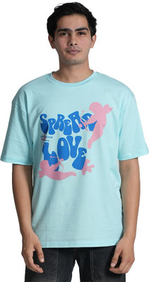 BLOOPRES Printed Men Round Neck Blue T-Shirt