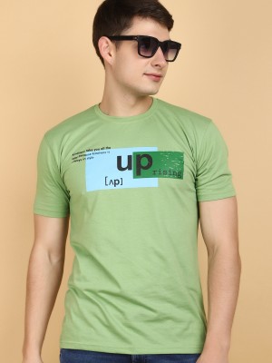 V-MART Printed, Typography Men Round Neck Green T-Shirt