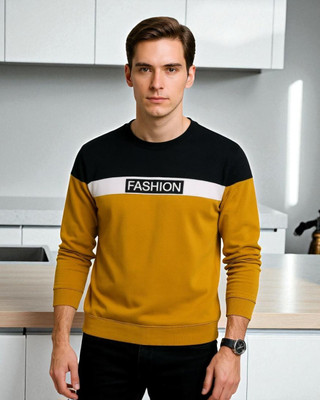 Autna Printed Men Round Neck Yellow T-Shirt