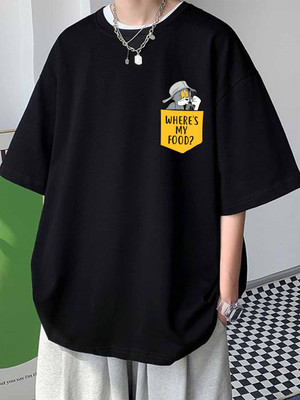 Cool Plus Printed Men Round Neck Black T-Shirt
