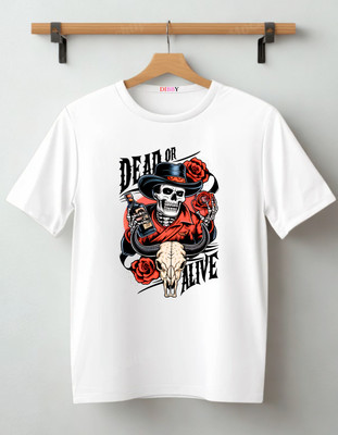 DIBBY Abstract Men Round Neck White T-Shirt