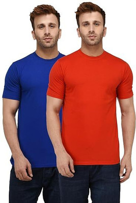 MISTY COLLECTION Solid Men Round Neck Red, Blue T-Shirt