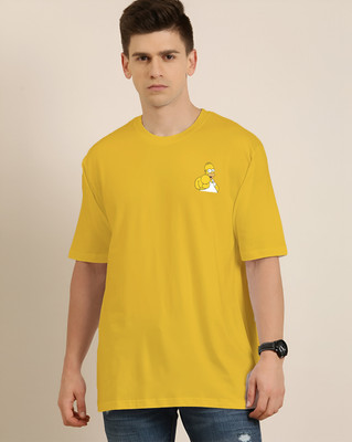 JP Creation Printed Men Round Neck Yellow T-Shirt