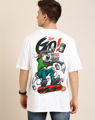 Clickwell Trend Graphic Print Men Round Neck White T-Shirt