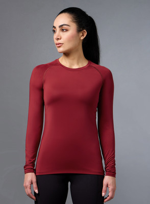 Cult Solid Women Round Neck Maroon T-Shirt