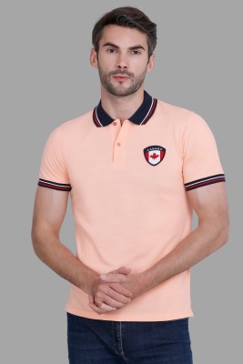 Pyro Spirit Solid Men Polo Neck Pink T-Shirt