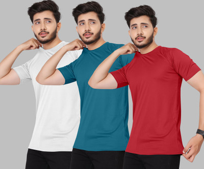 M7 By Metronaut Solid Men Round Neck Multicolor T-Shirt