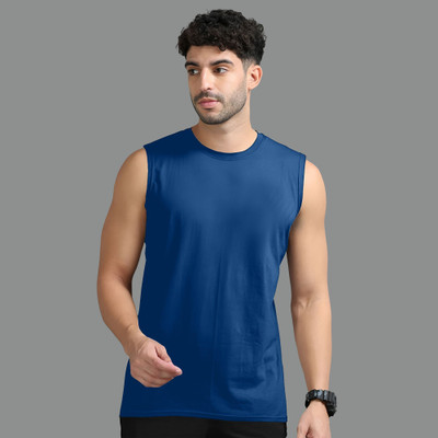 JB Jangoboy Solid Men Round Neck Dark Blue T-Shirt