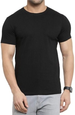 I GOOD LUCK GIFTINGS Solid Men Round Neck Black T-Shirt