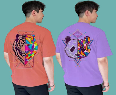 Clothy Trend Printed Men Round Neck Multicolor T-Shirt