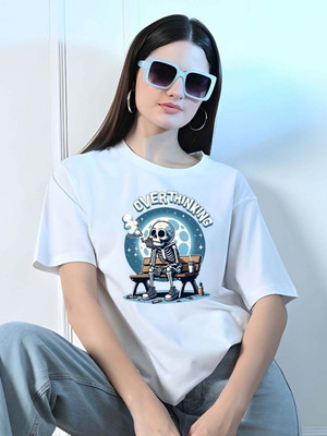 SZN Graphic Print Women Round Neck White T-Shirt