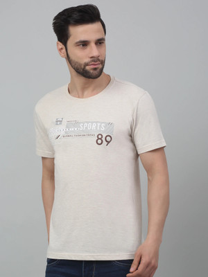 CANTABIL Printed Men Round Neck Beige T-Shirt