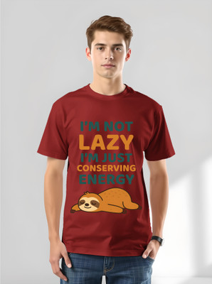TheLyra Printed Men Round Neck Maroon T-Shirt