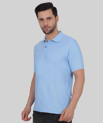 CLUBGREEN Solid Men Polo Neck Light Blue T-Shirt