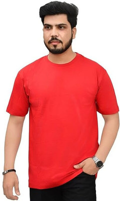 EVERLY Solid Men Round Neck Red T-Shirt