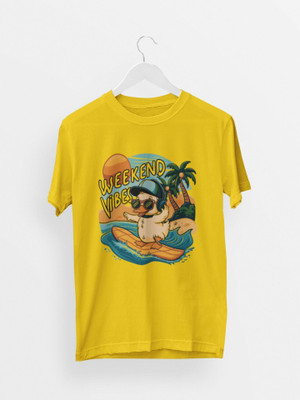 Stylewill Graphic Print Men Round Neck Yellow T-Shirt
