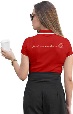 Fighterhero Printed Women Polo Neck Red T-Shirt