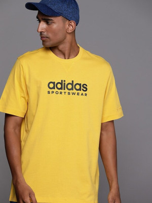 ADIDAS Printed Men Crew Neck Gold T-Shirt