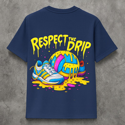 Desi Hood Graphic Print Men Round Neck Blue T-Shirt