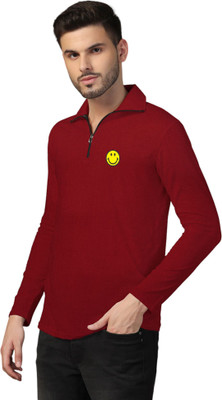 tfurnish Printed Men Polo Neck Maroon T-Shirt