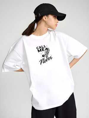 Dressberry Graphic Print Women Round Neck White T-Shirt