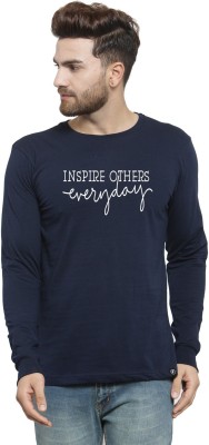 FRISKERS Printed Men Round Neck Dark Blue T-Shirt