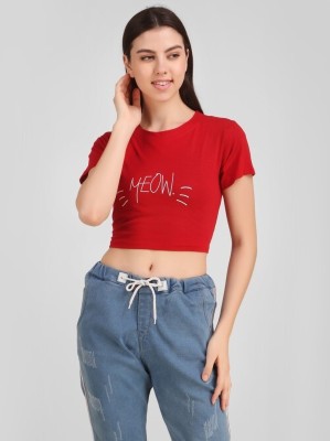 SSG Typography Women Round Neck Red T-Shirt