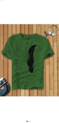 Dineshfeshion Printed Men Round Neck Green T-Shirt