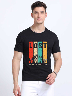 SEARCH MERCH Printed Men Round Neck Black T-Shirt