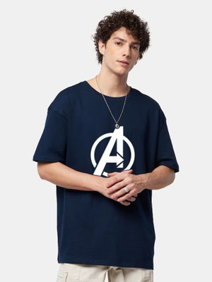 OrrganicChics Graphic Print Men Round Neck Navy Blue T-Shirt