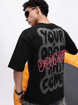 Kook N Keech Printed Men Round Neck Black T-Shirt