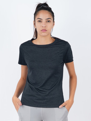 HouseOfCommon Solid Women Round Neck Blue T-Shirt