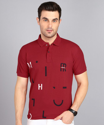 3BROS Typography Men Polo Neck Maroon T-Shirt