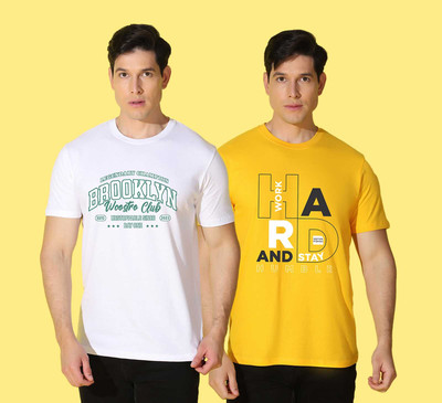 WOOSTRO Printed Men Round Neck Multicolor T-Shirt