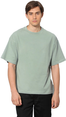 Besick Solid Men Round Neck Green T-Shirt