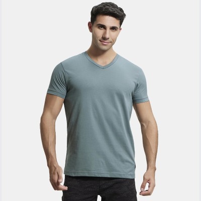 JOCKEY Solid Men V Neck Green T-Shirt